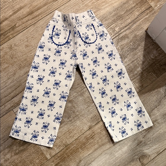 Charming Blue Floral Kids Formal Trousers - Picture 1 of 3